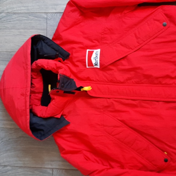 Vintage Marlboro red & black duck down coat adult size large - Picture 2 of 16